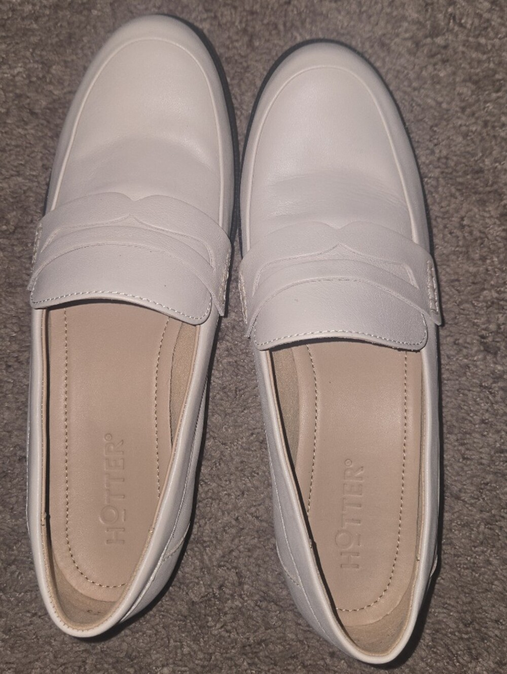 Hotter White Leather Penny Loafers